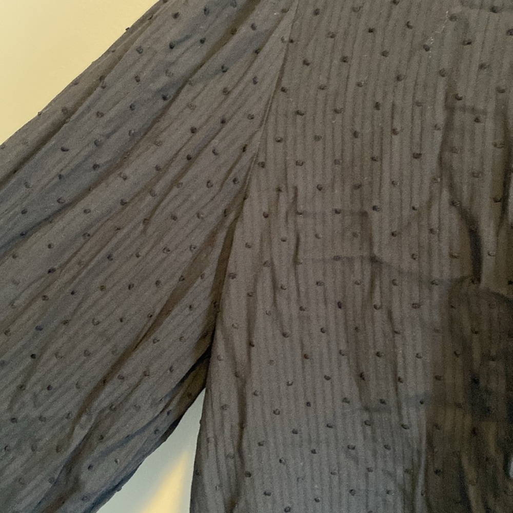 🆕 Time and Tru Black Sheer Keyhole Mockneck Long Sleeve Blouse, XL - Picture 4 of 8
